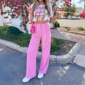 NWT Abercrombie & Fitch pink sloane tailored pants 27